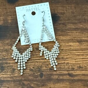 Pastels Sparkling Silver Chandelier Earrings
